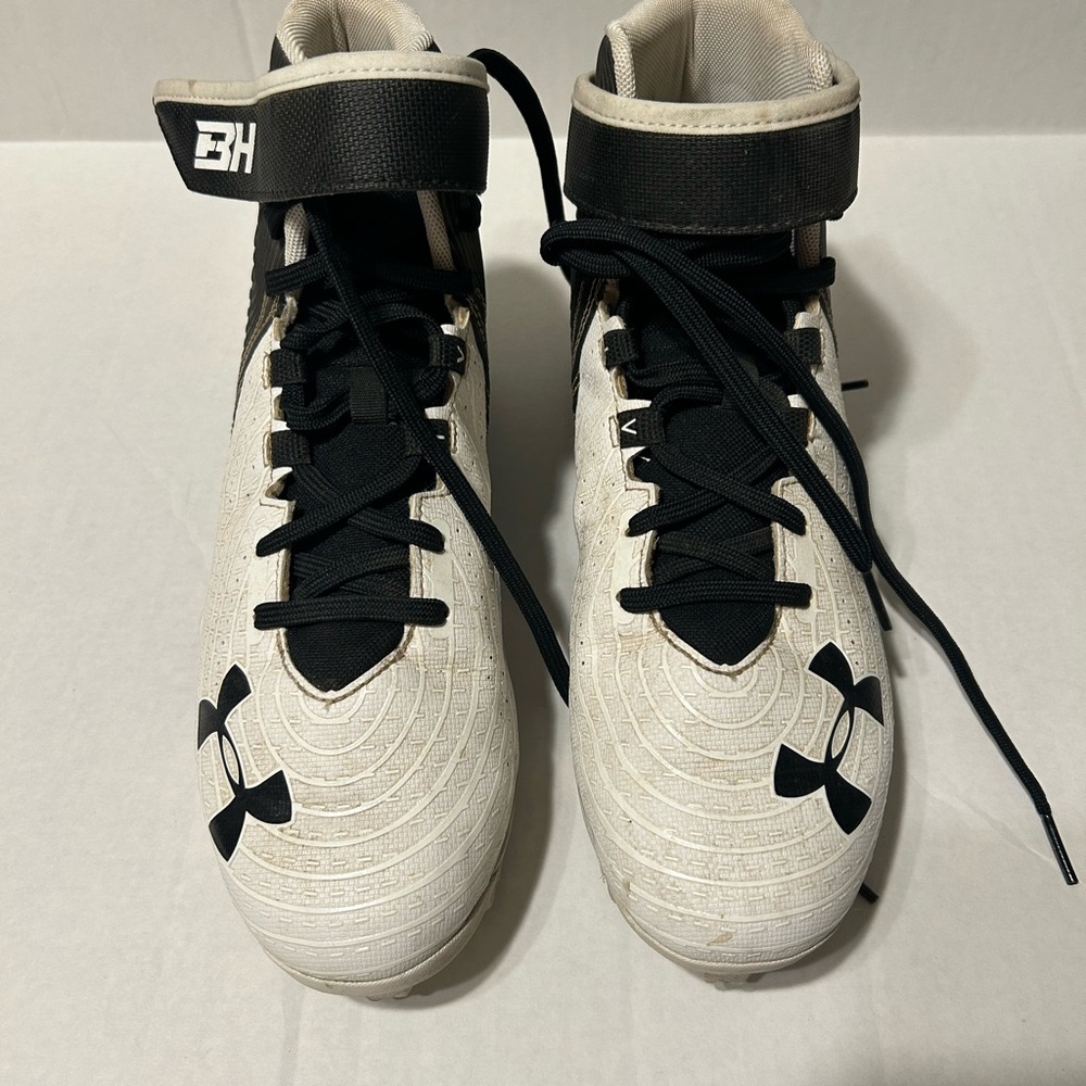 Under Armour Harper 4 Mid RM Baseball Cleats Size 7.5 – Black White Molded Studs